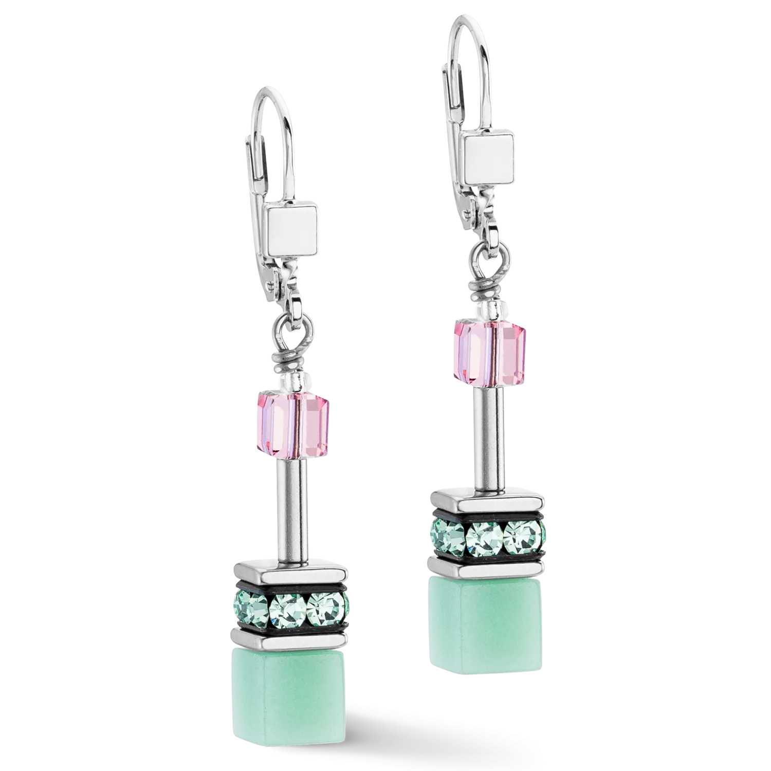 GeoCUBE® Iconic earrings green-pink