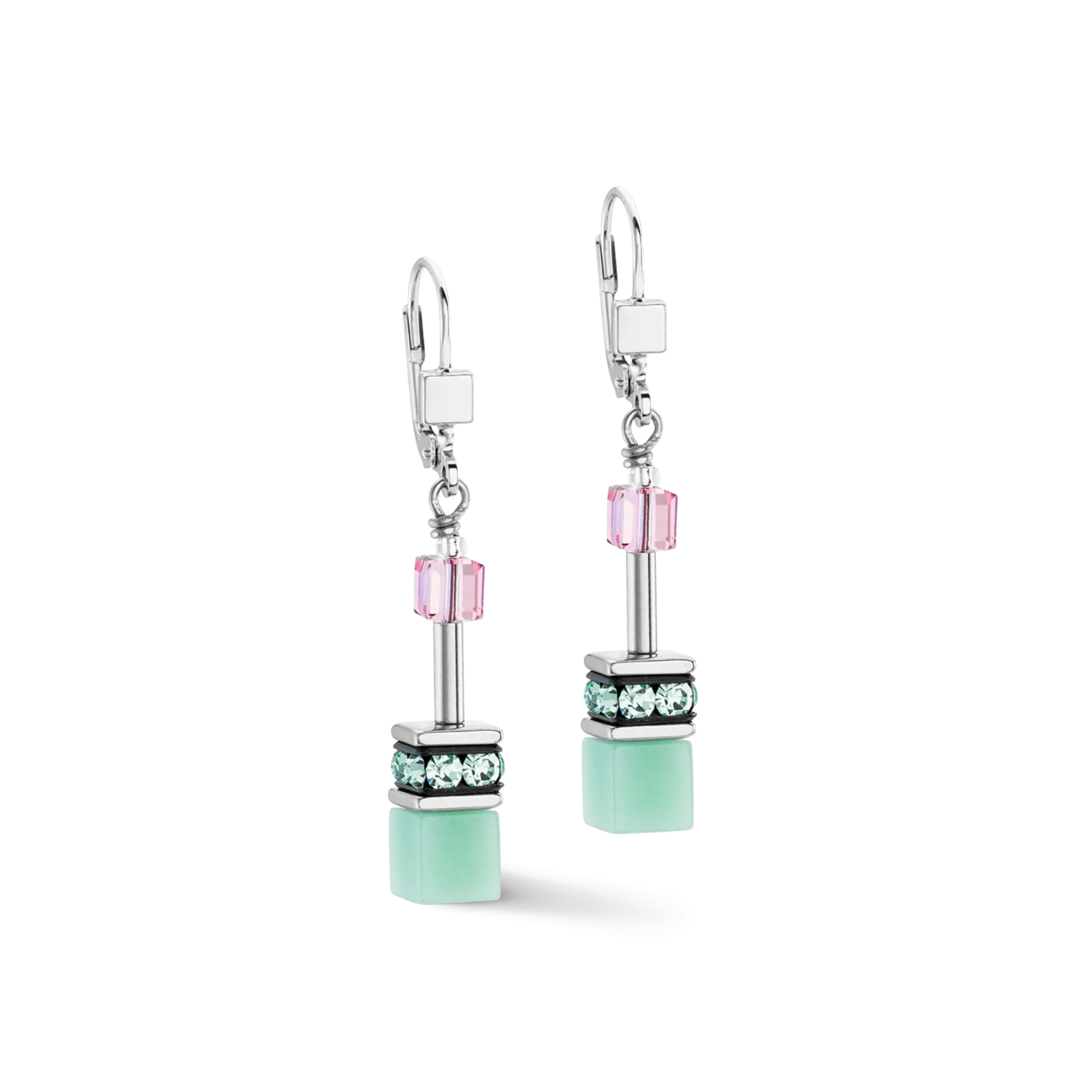 GeoCUBE® Iconic earrings green-pink