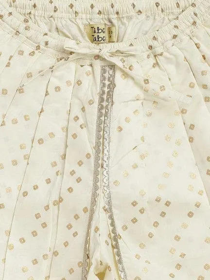 Girl Lakshmi Embroidered Premium Cotton Suit Set - Cream