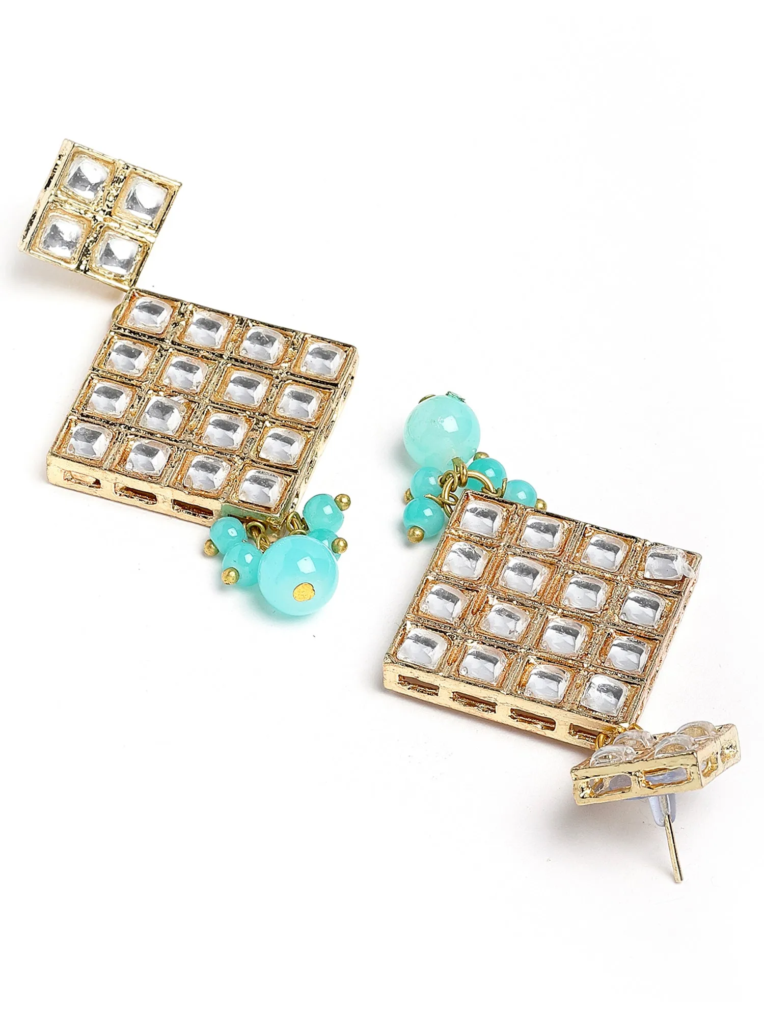 Gold Plated Blue Beaded Kundan Choker Necklace Set