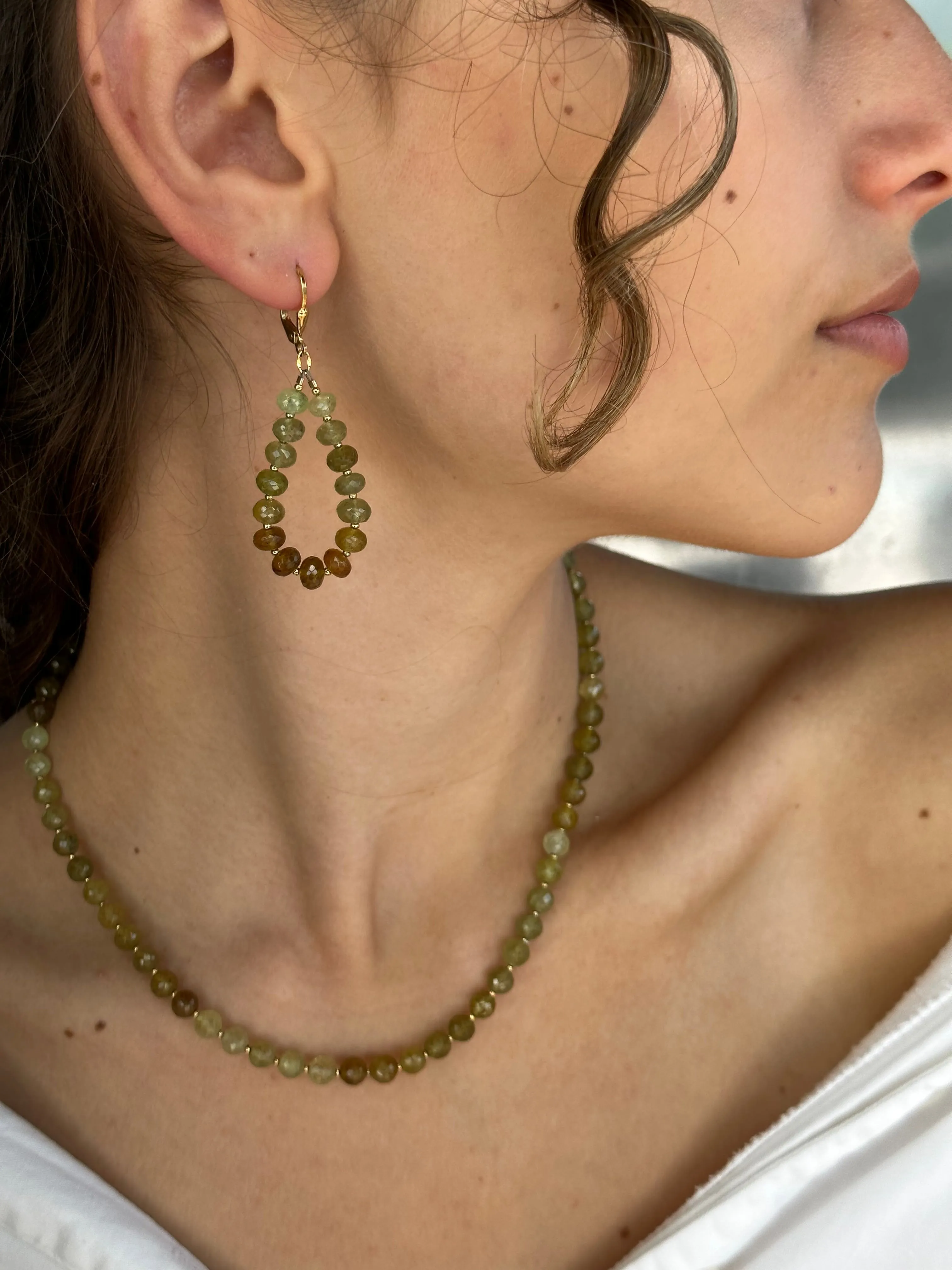 Green Grossular Garnet Necklace in Gold