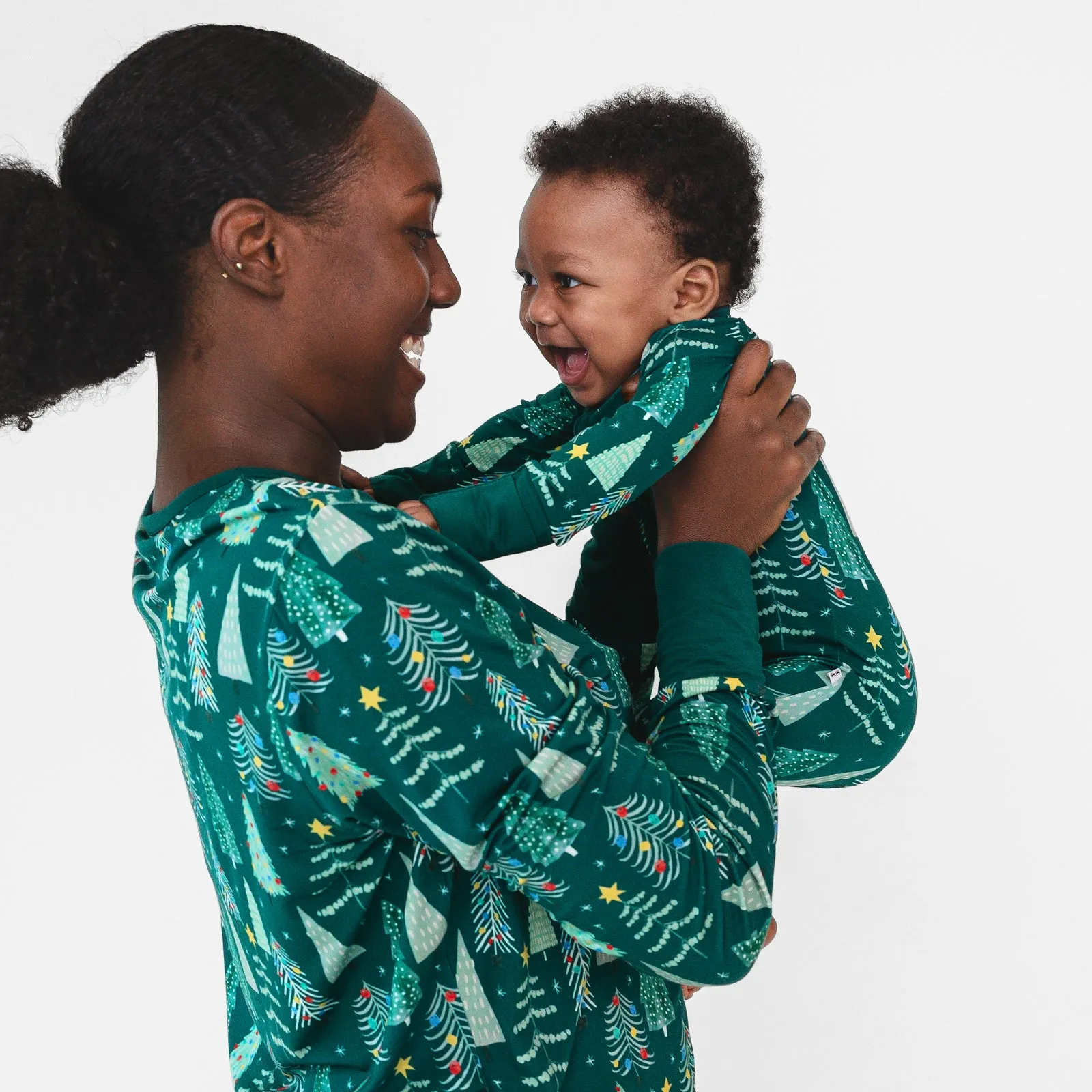 Green Twinkling Trees Women's Pajama Top