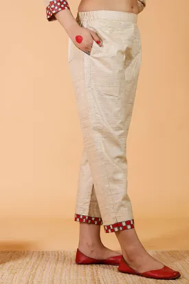 Gubbaro Handpainted Madhubani 'Bagmati' Tussar Silk Pant