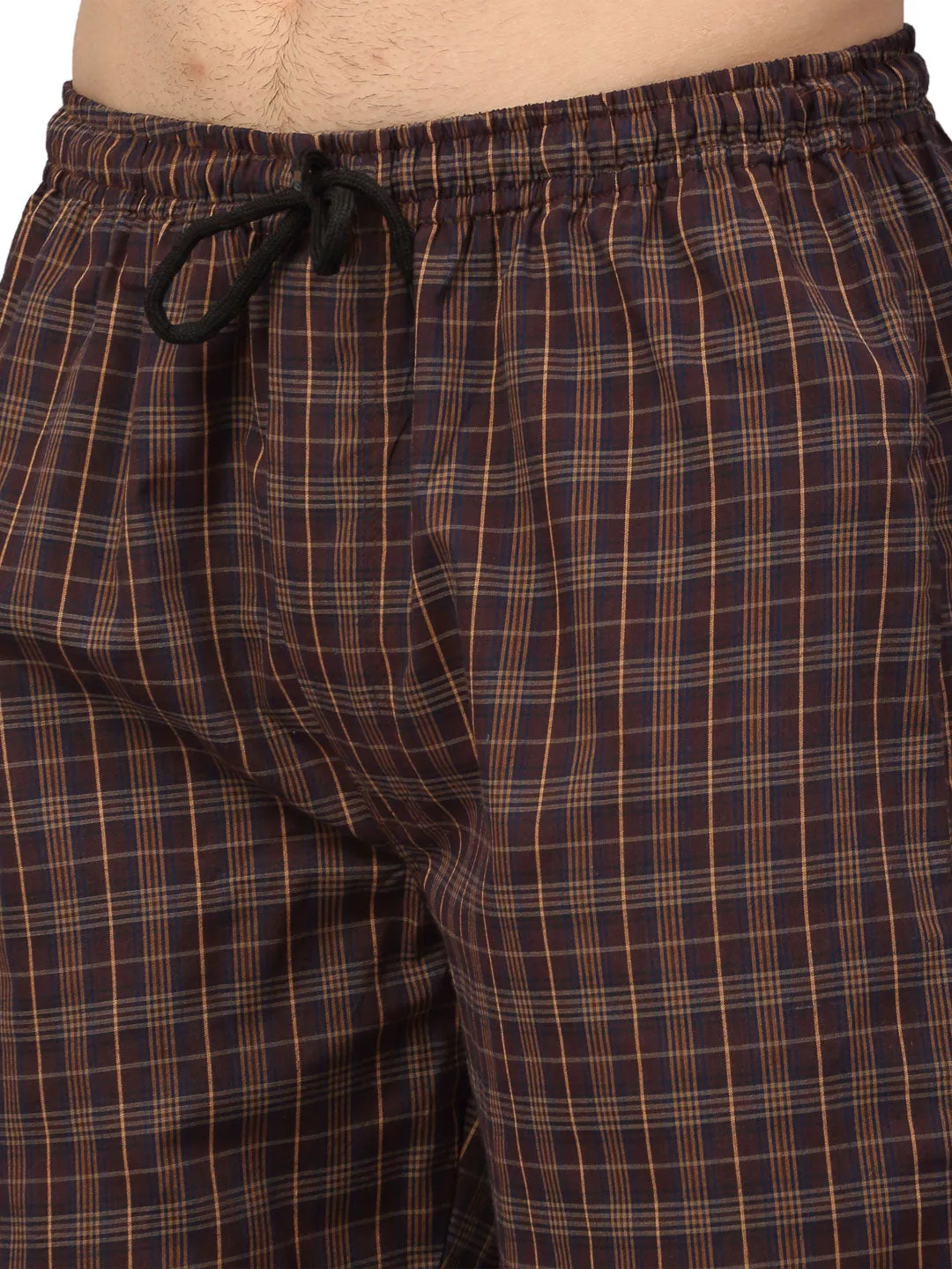 Jashvi Men's Brown Cotton Checked Track Pants