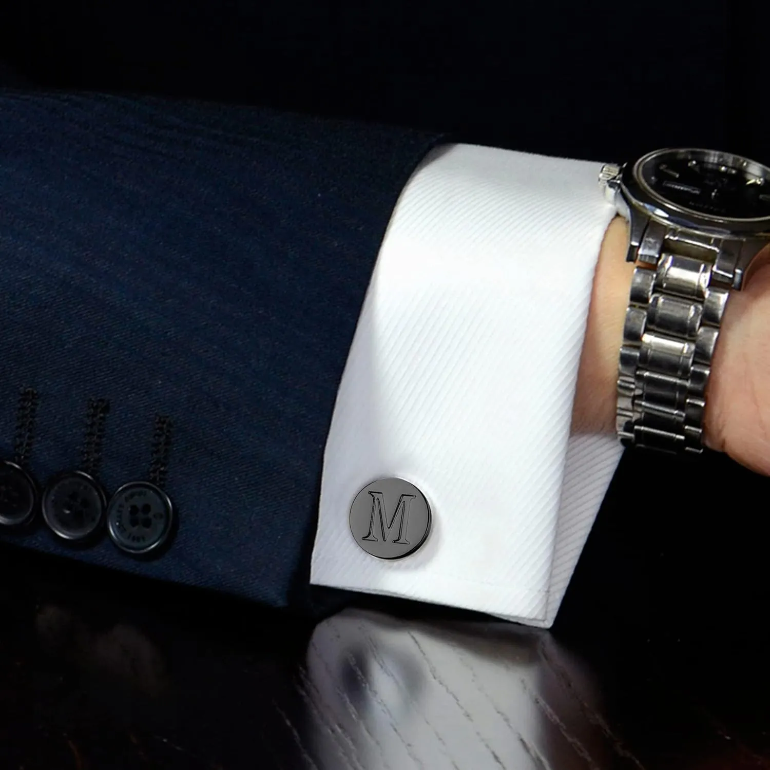 JOERICA Initial Cufflinks for Men and Tie Clip Set for Men Alphabet Letter Wallet Tie Clips and Cuff Link with Gift Box For Father Husband