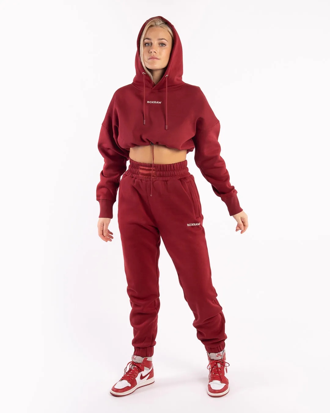 Johnson Cropped Hoodie - Burgundy