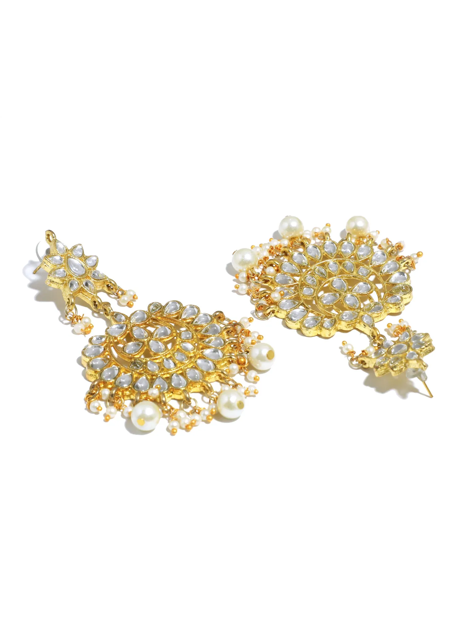 Karatcart 22K GoldPlated Partywear Traditional Kundan Pearl Choker Jewellery Set for Women