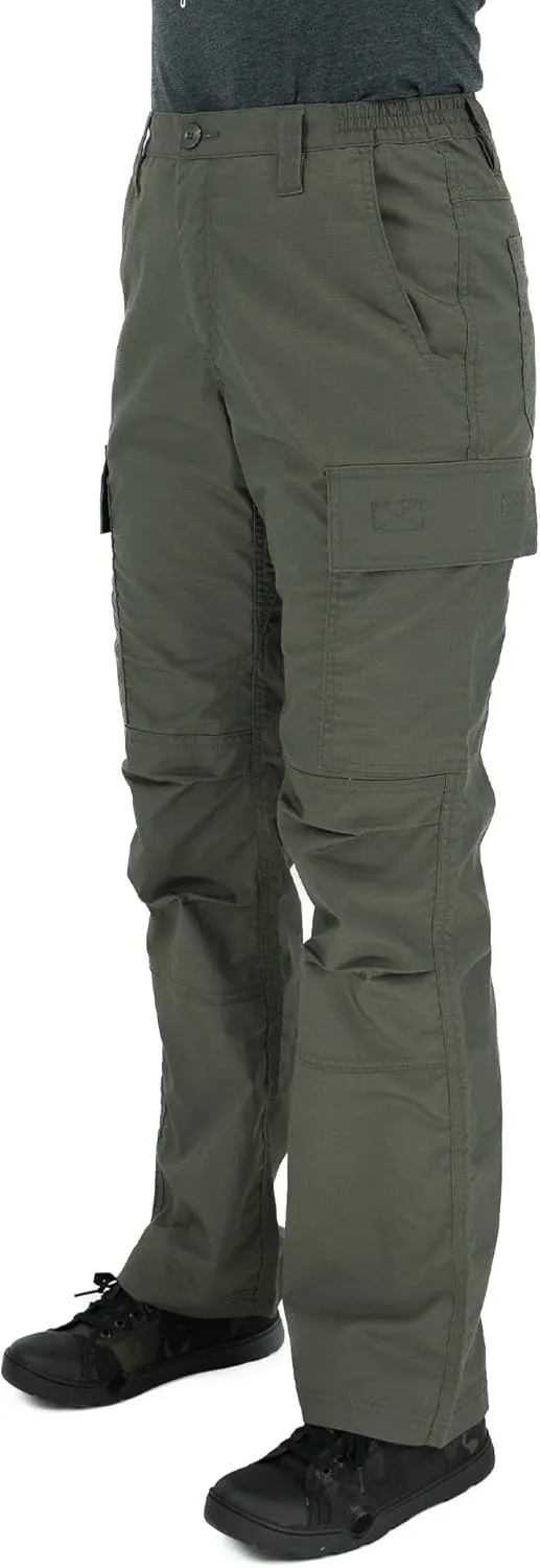 LAPG Women's Stretch Core Cargo Tactical Pants, Elastic Waistband, High Rise, Relaxed Fit, Outdoor Work Pants, OD Green