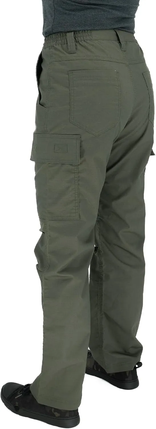 LAPG Women's Stretch Core Cargo Tactical Pants, Elastic Waistband, High Rise, Relaxed Fit, Outdoor Work Pants, OD Green