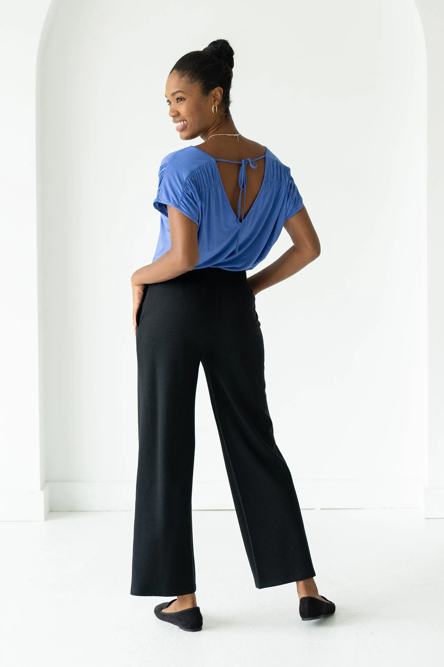 Libby Bamboo Straight Leg Pant - Black