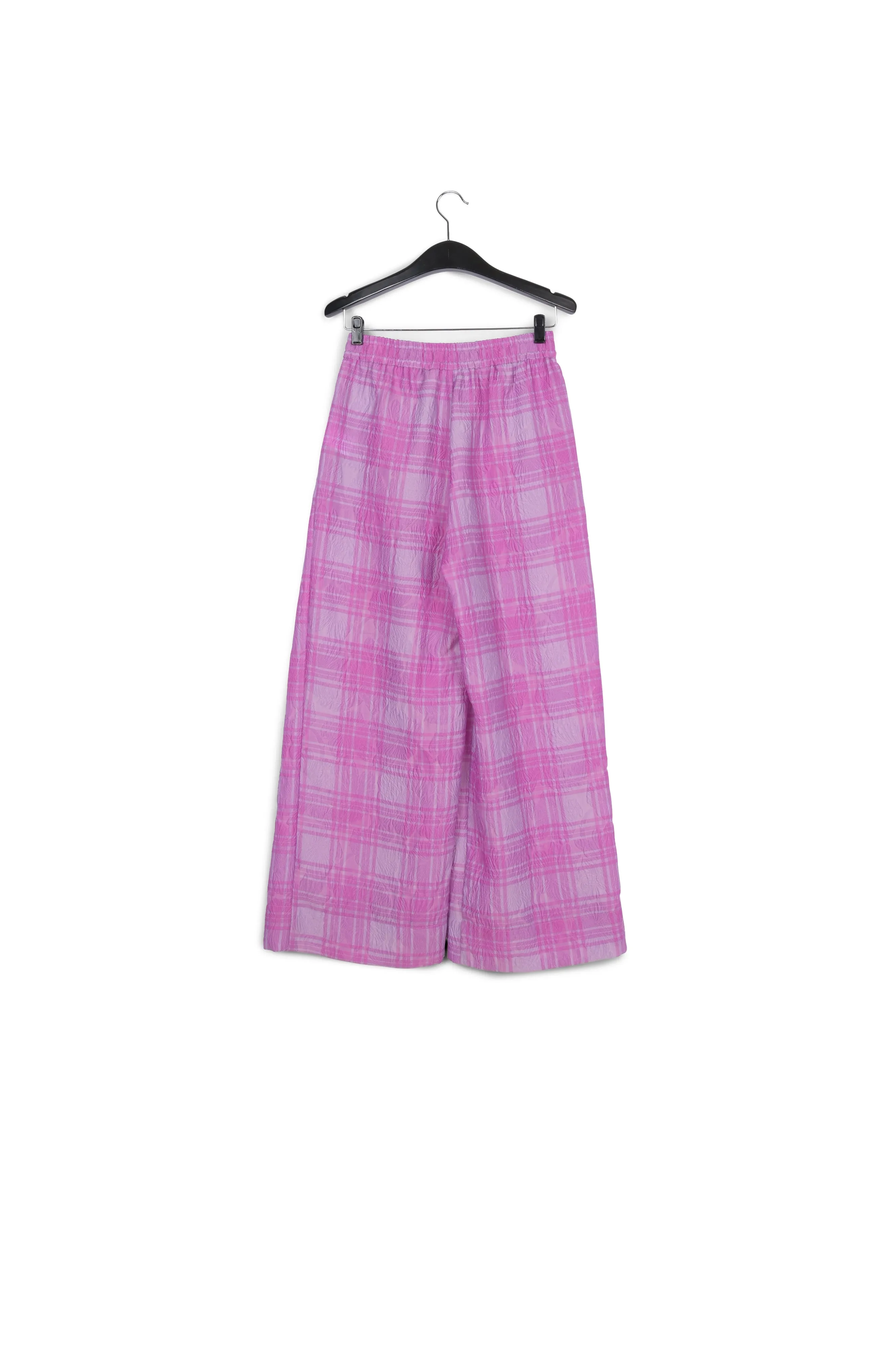 Lilac and purple checked wide-leg pants