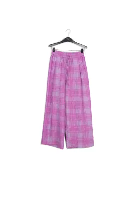 Lilac and purple checked wide-leg pants