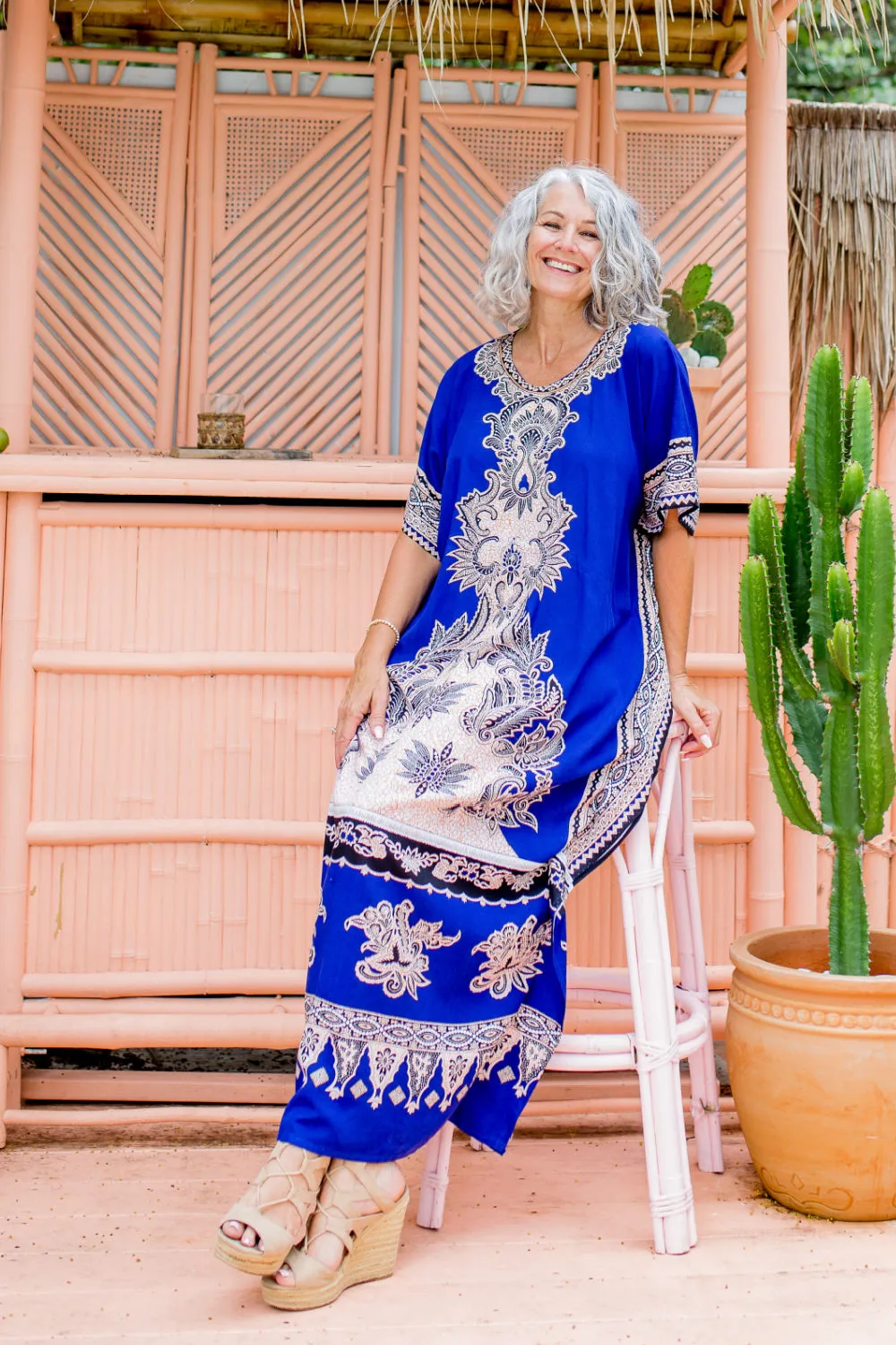 Long Kaftan - Blue Batik