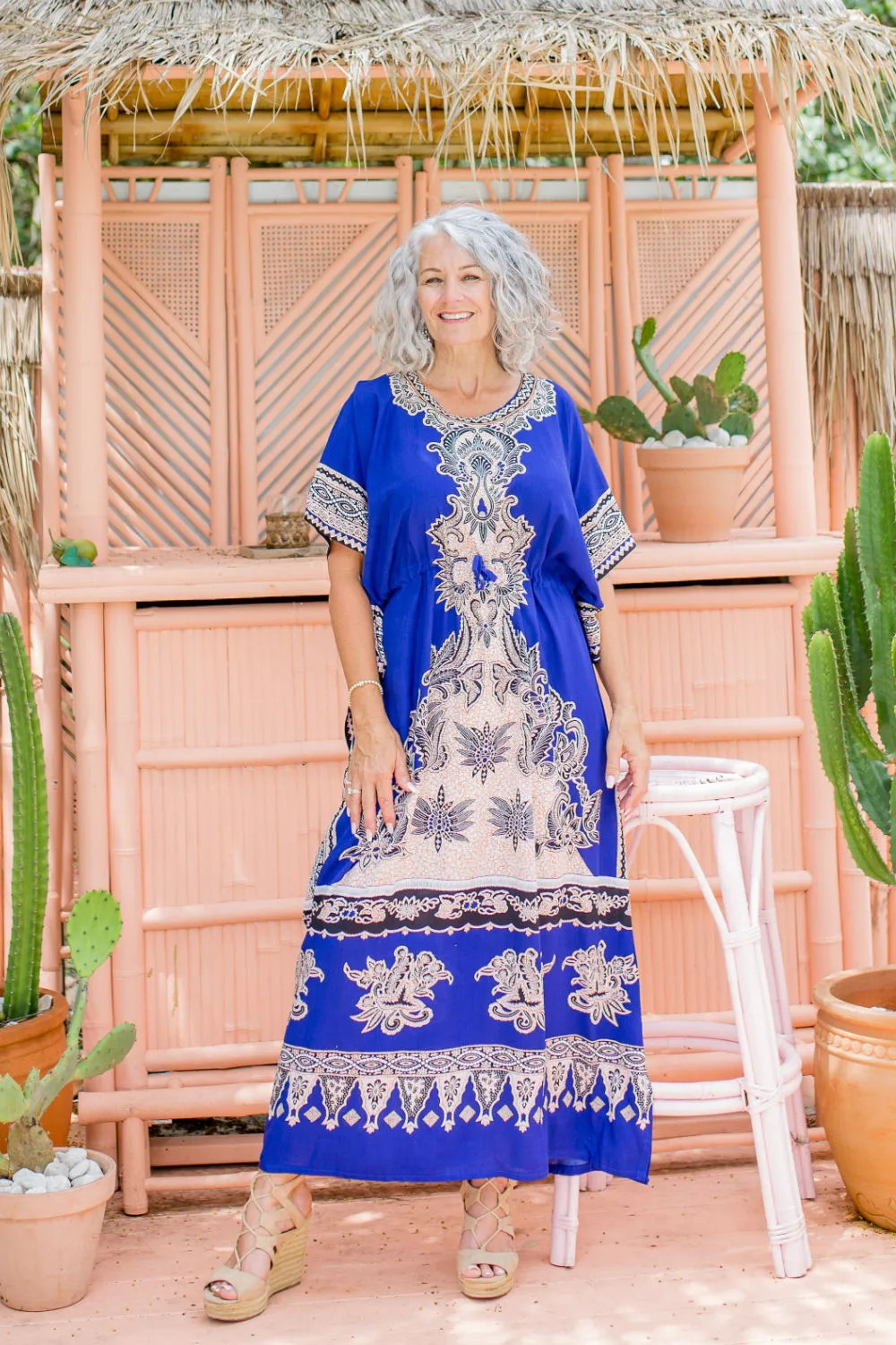 Long Kaftan - Blue Batik