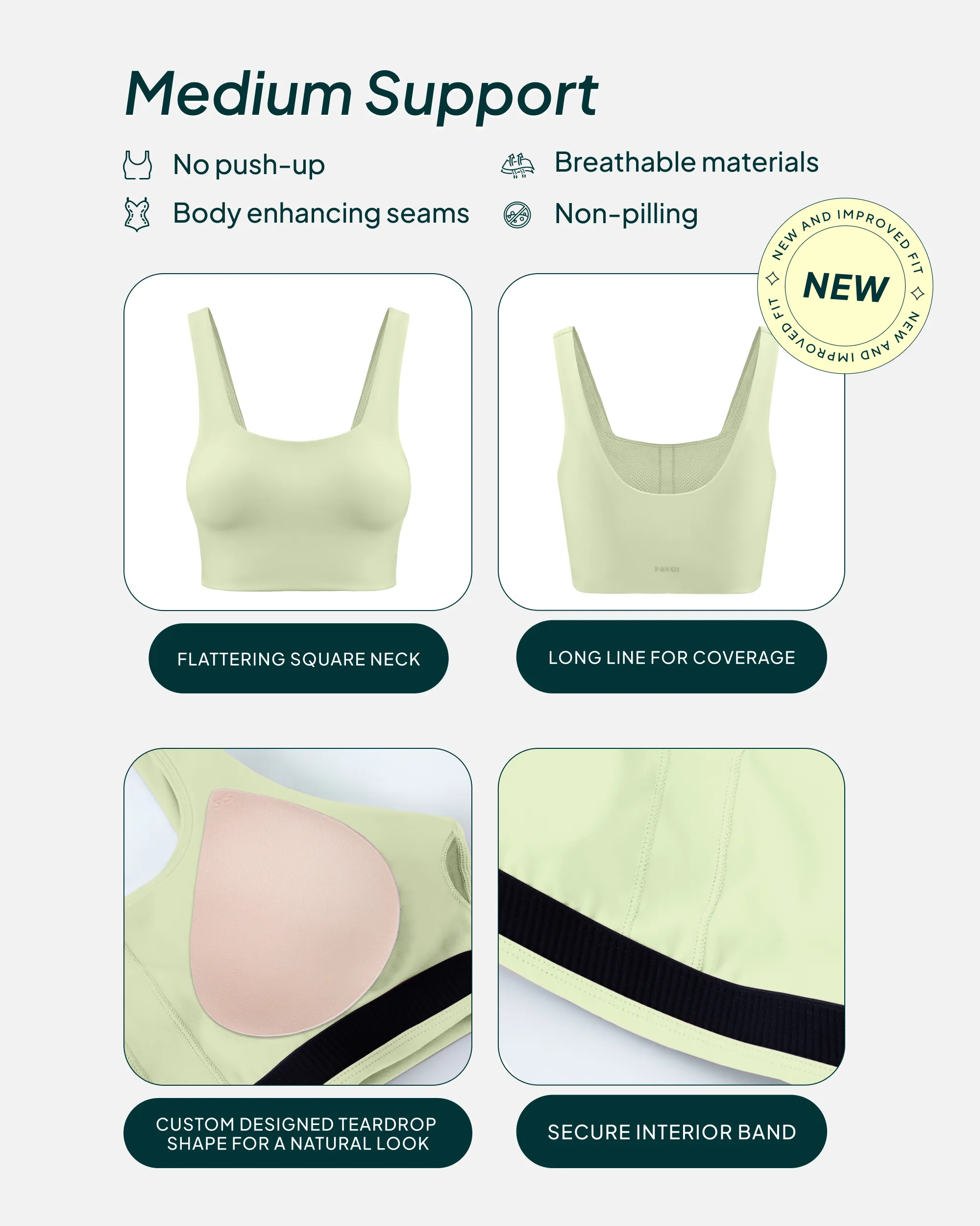 Longline Square Neck Medium-Support Padded Sports Bra