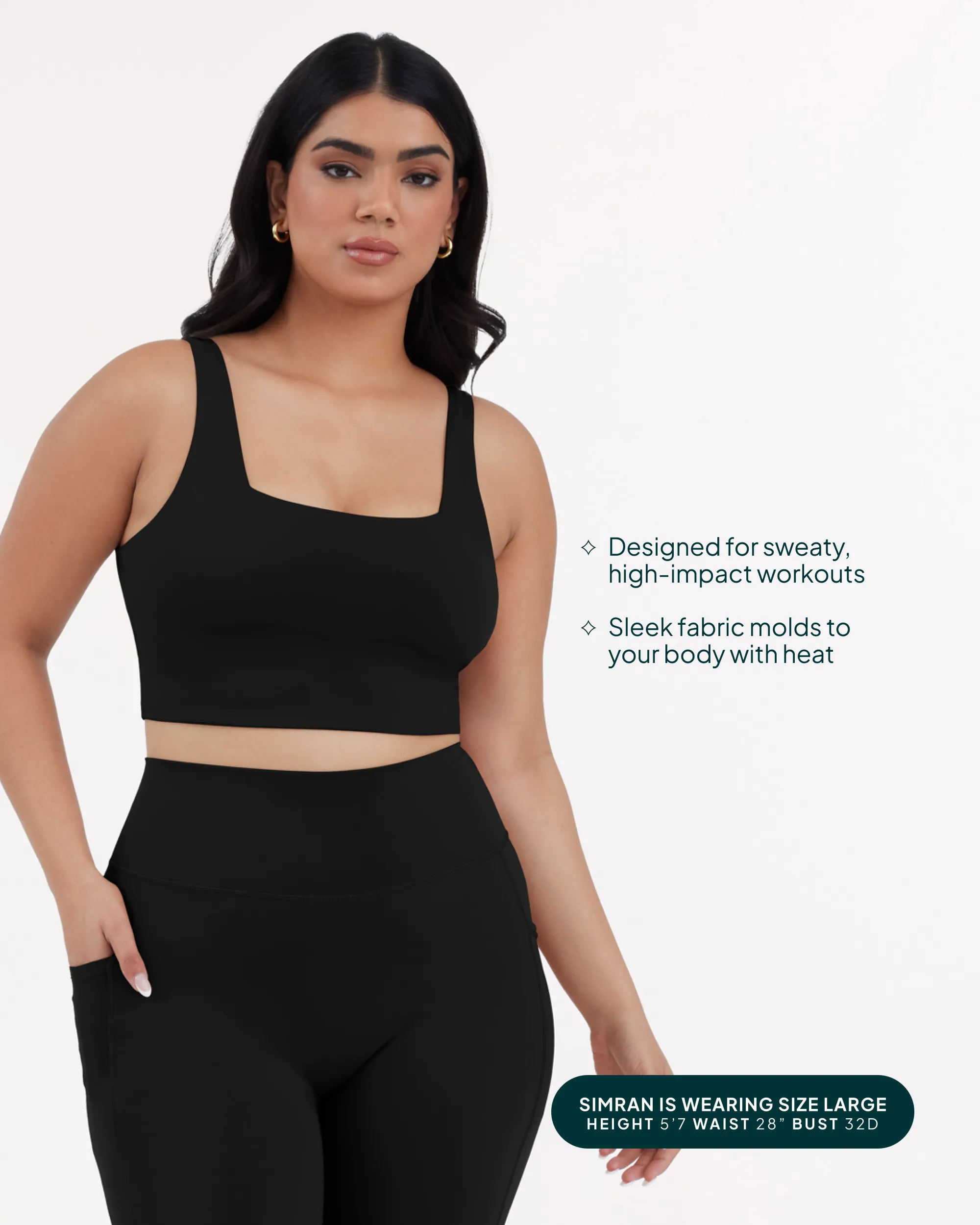 Longline Square Neck Medium-Support Padded Sports Bra