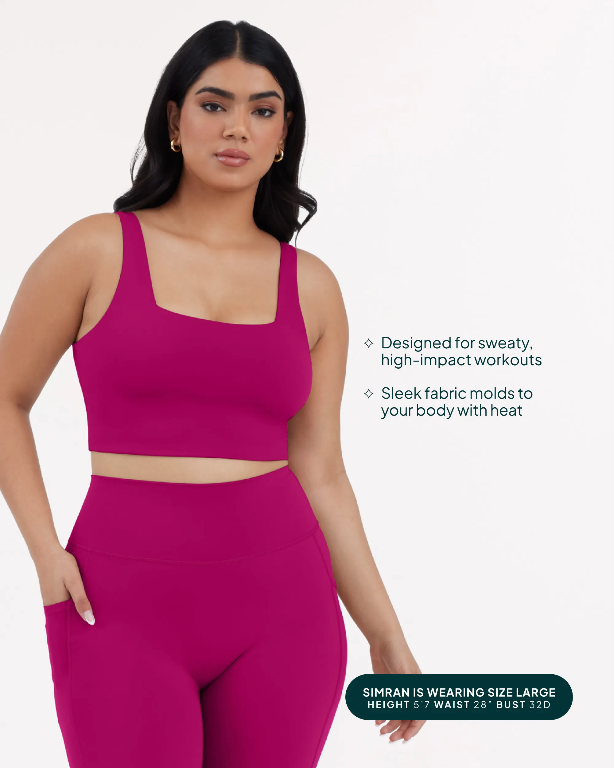 Longline Square Neck Medium-Support Padded Sports Bra
