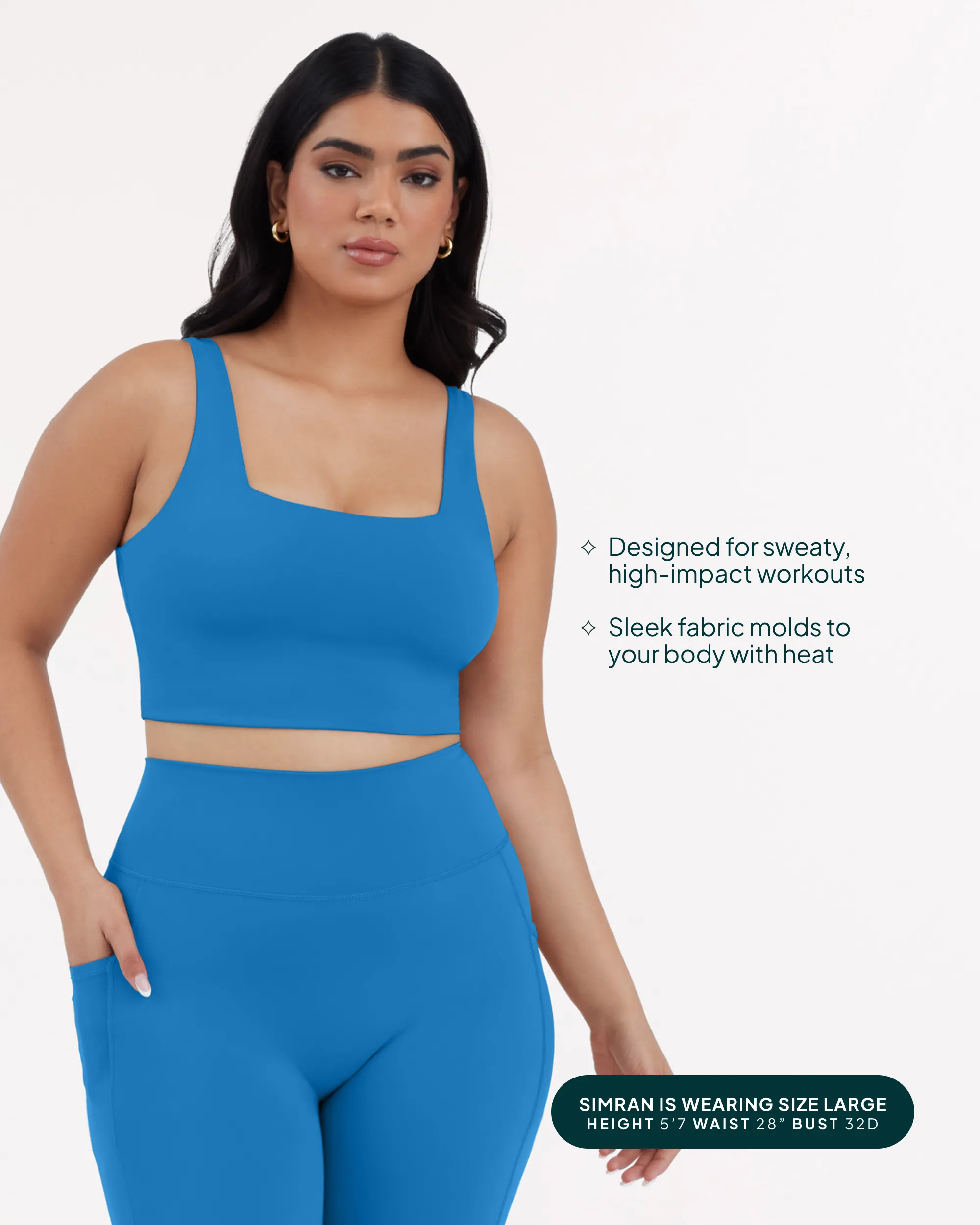 Longline Square Neck Medium-Support Padded Sports Bra