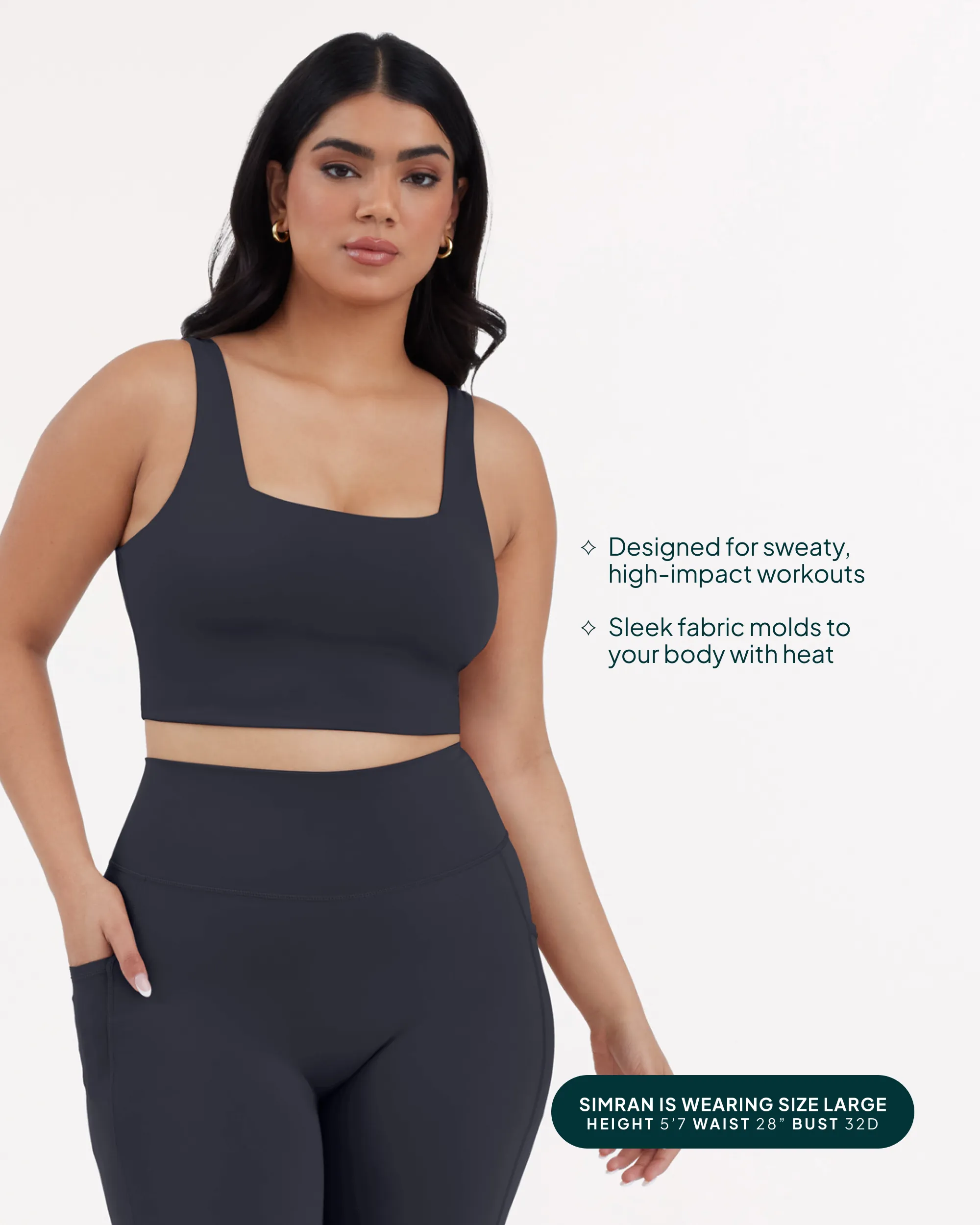 Longline Square Neck Medium-Support Padded Sports Bra