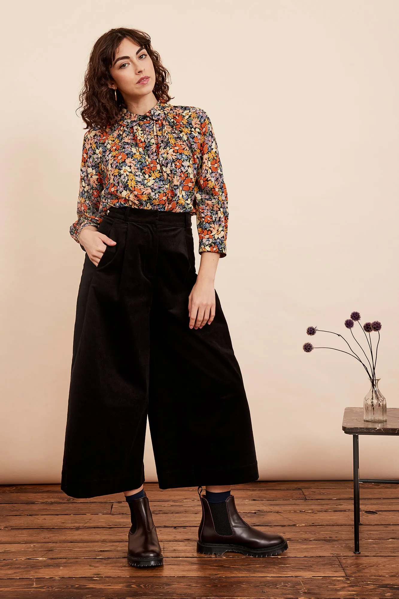 Lori Needlecord Raven Black Culotte
