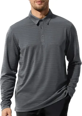 MIER Men's Quick Dry Polo Golf Shirts - Short & Long Sleeve Polyester Casual Lightweight Soft Collared Shirts