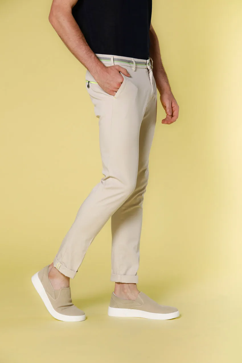 Milano Start pantalone chino uomo in raso stretch con nastri extra slim