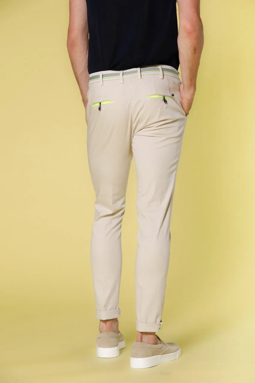 Milano Start pantalone chino uomo in raso stretch con nastri extra slim