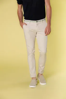 Milano Start pantalone chino uomo in raso stretch con nastri extra slim