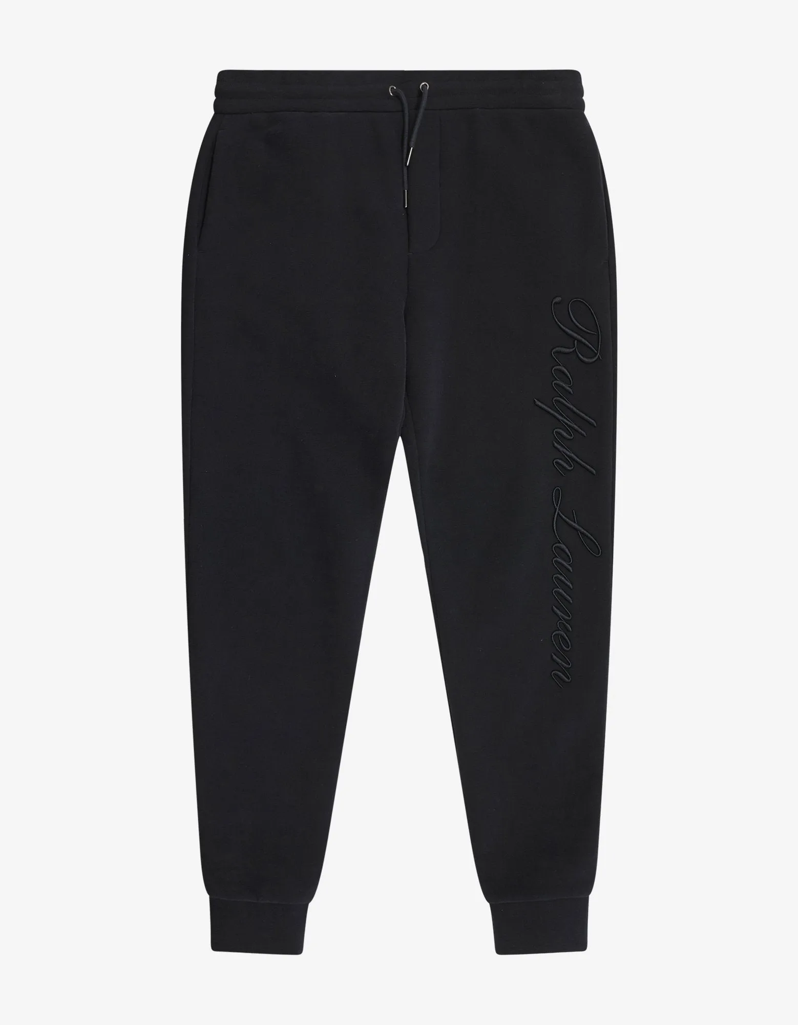Navy Blue Logo Embroidery Sweat Pants -