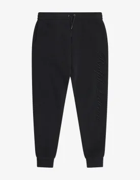 Navy Blue Logo Embroidery Sweat Pants -