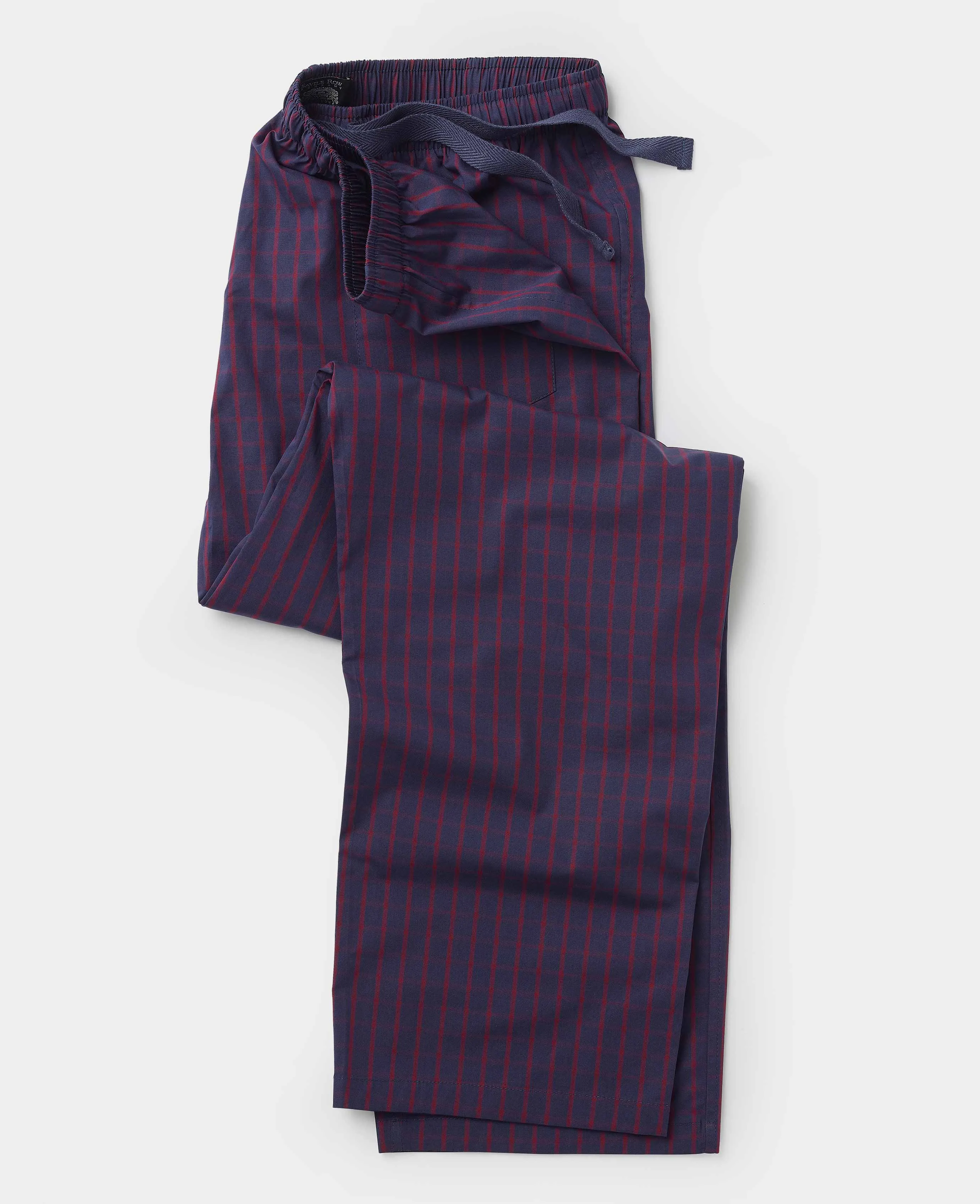 Navy Burgundy Check Brushed Cotton Lounge Pants