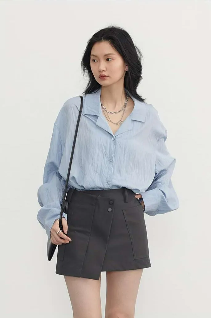 Oversized Crimped Button Shirt