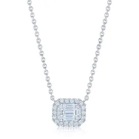 Pendant with Emerald-Cut Diamonds and Halo
