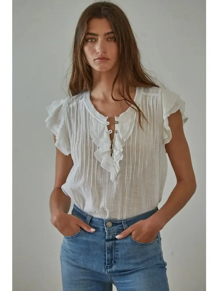 Penelope Cotton Blouse in Off White