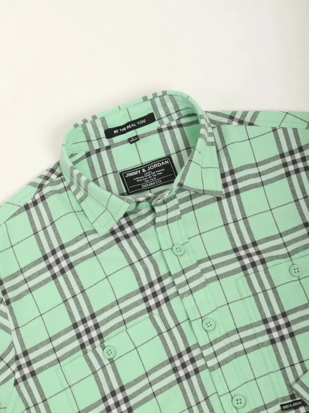 Royal Sea Green Plaid Check Shirt