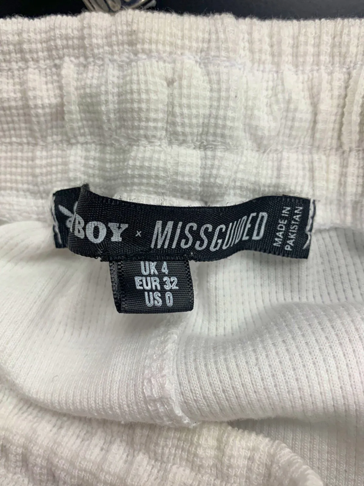 Playboy White Drawstring Jogger Pants UK 4