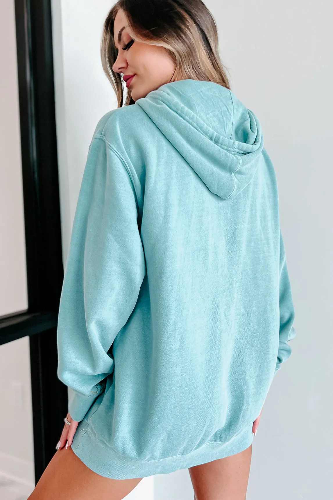 "NanaMacs XOXO" Vintage Wash Graphic Hoodie (Mint/Gold Text-Sleeve) - Print On Demand