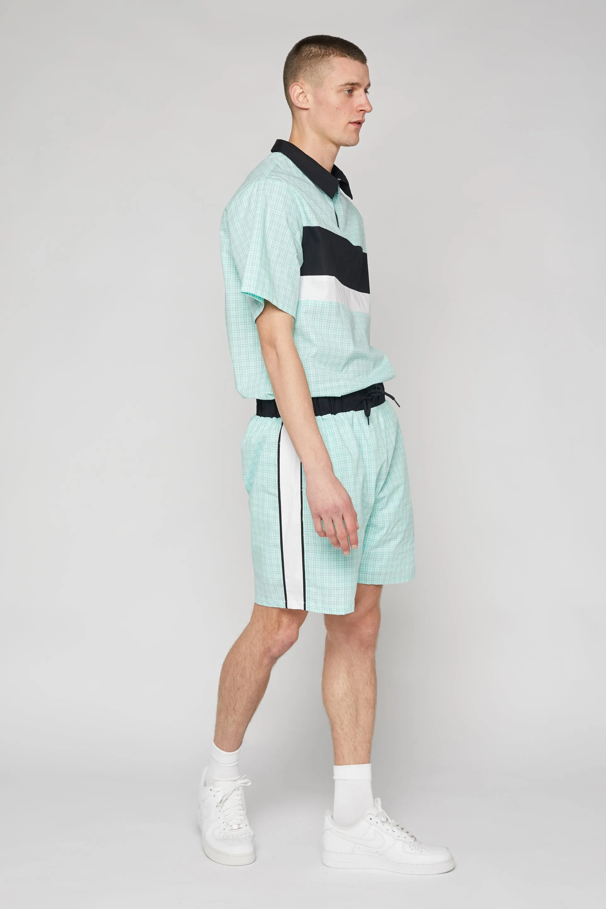 Ragged Mens Blue Check Track Shorts