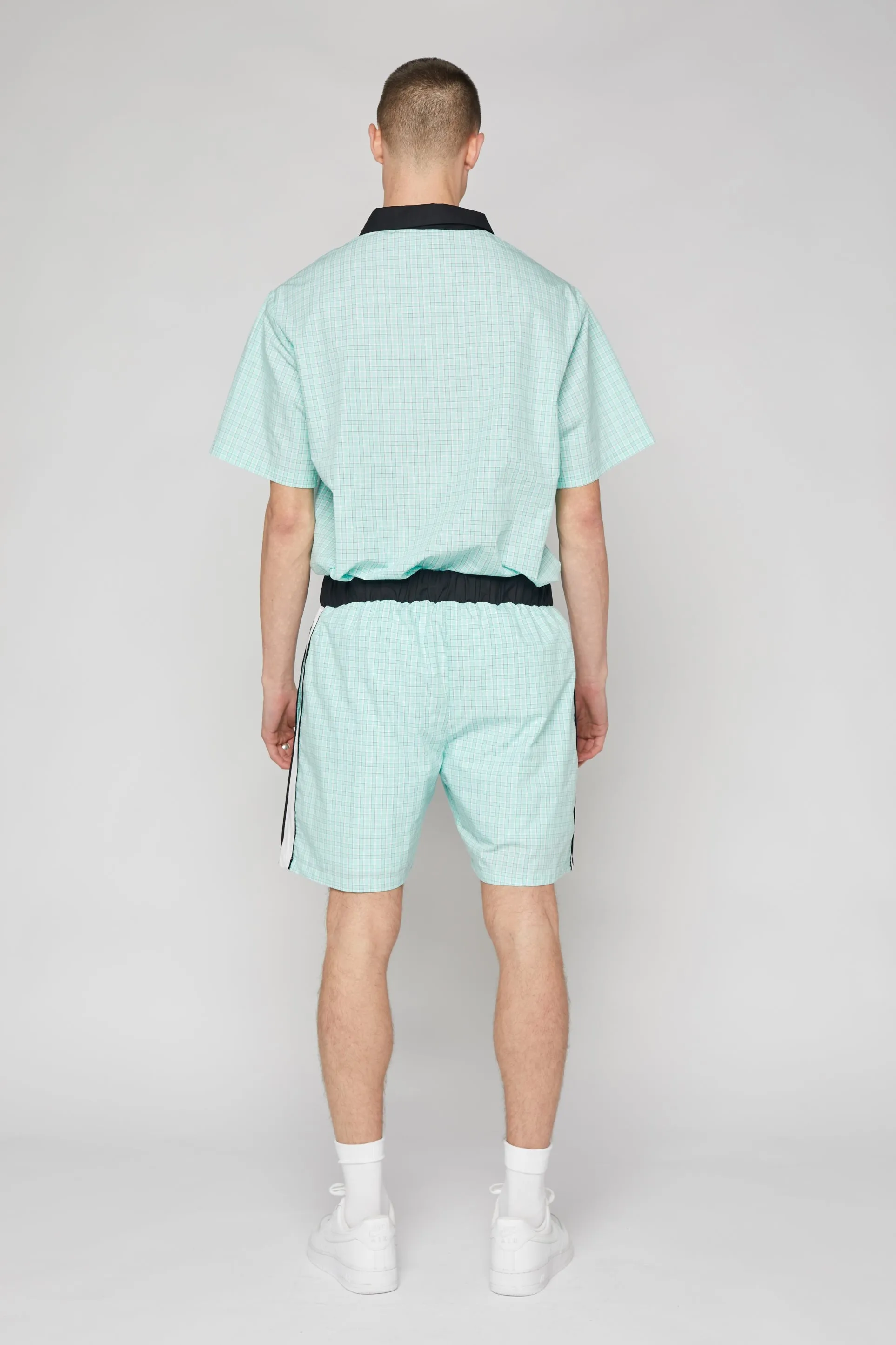 Ragged Mens Blue Check Track Shorts