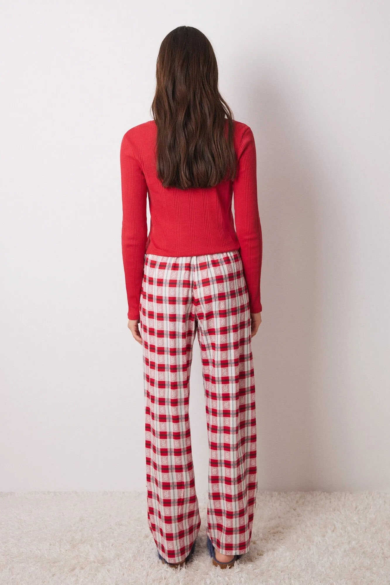 Red plaid pyjamas pants
