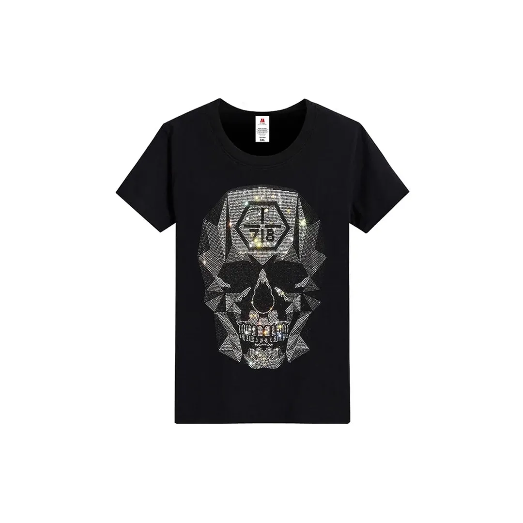 Rhinestone Slim Fit Skull Black T-shirt