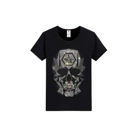 Rhinestone Slim Fit Skull Black T-shirt