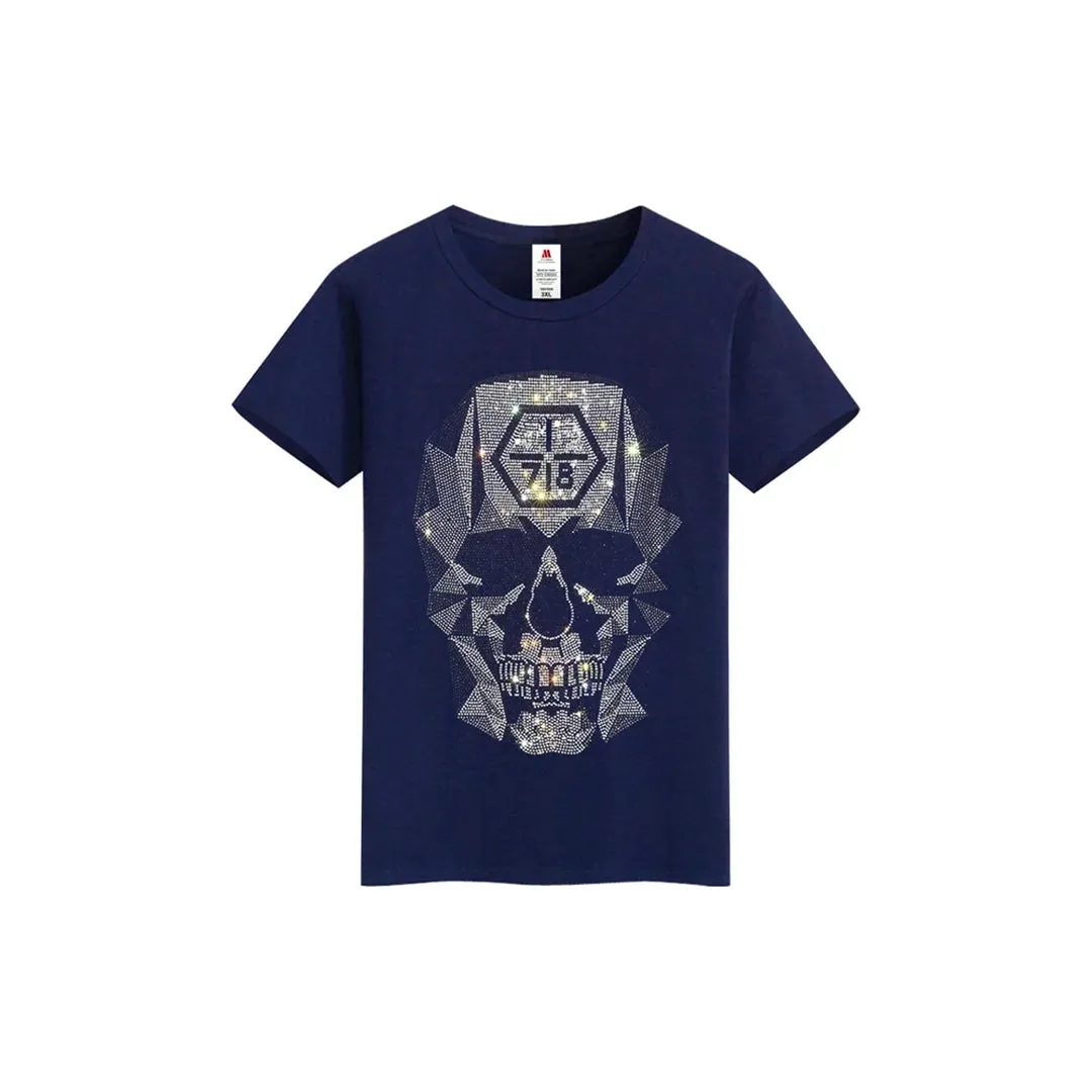 Rhinestone Slim Fit Skull Black T-shirt