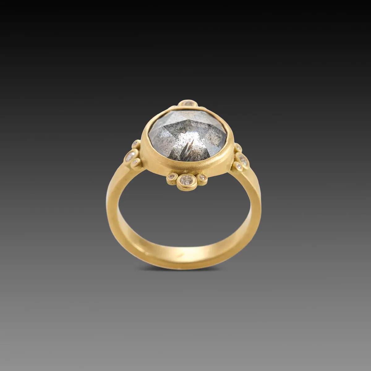 Rose Cut Salt & Pepper Diamond Ring