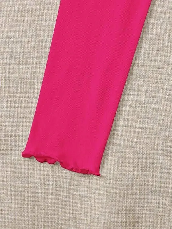 RUCHED LETTUCE-EDGE CROPPED TEE