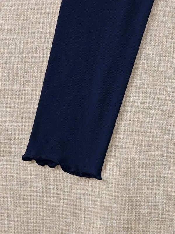 RUCHED LETTUCE-EDGE CROPPED TEE