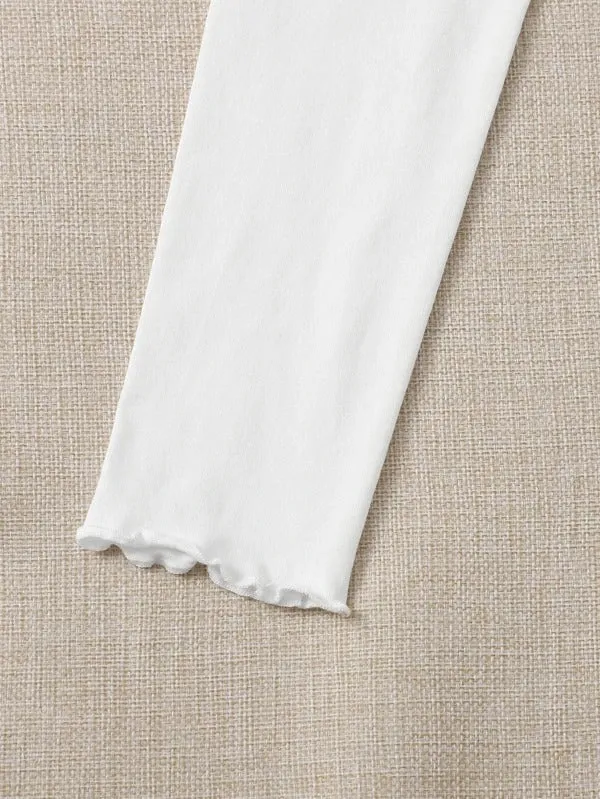 RUCHED LETTUCE-EDGE CROPPED TEE