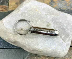 SILVER Bullet Custom Engraved Keychain, 44 Mag, Personalized Keyring, Laser, Dark or Gold Engraving, 44 Magnum, Recycled Bullet