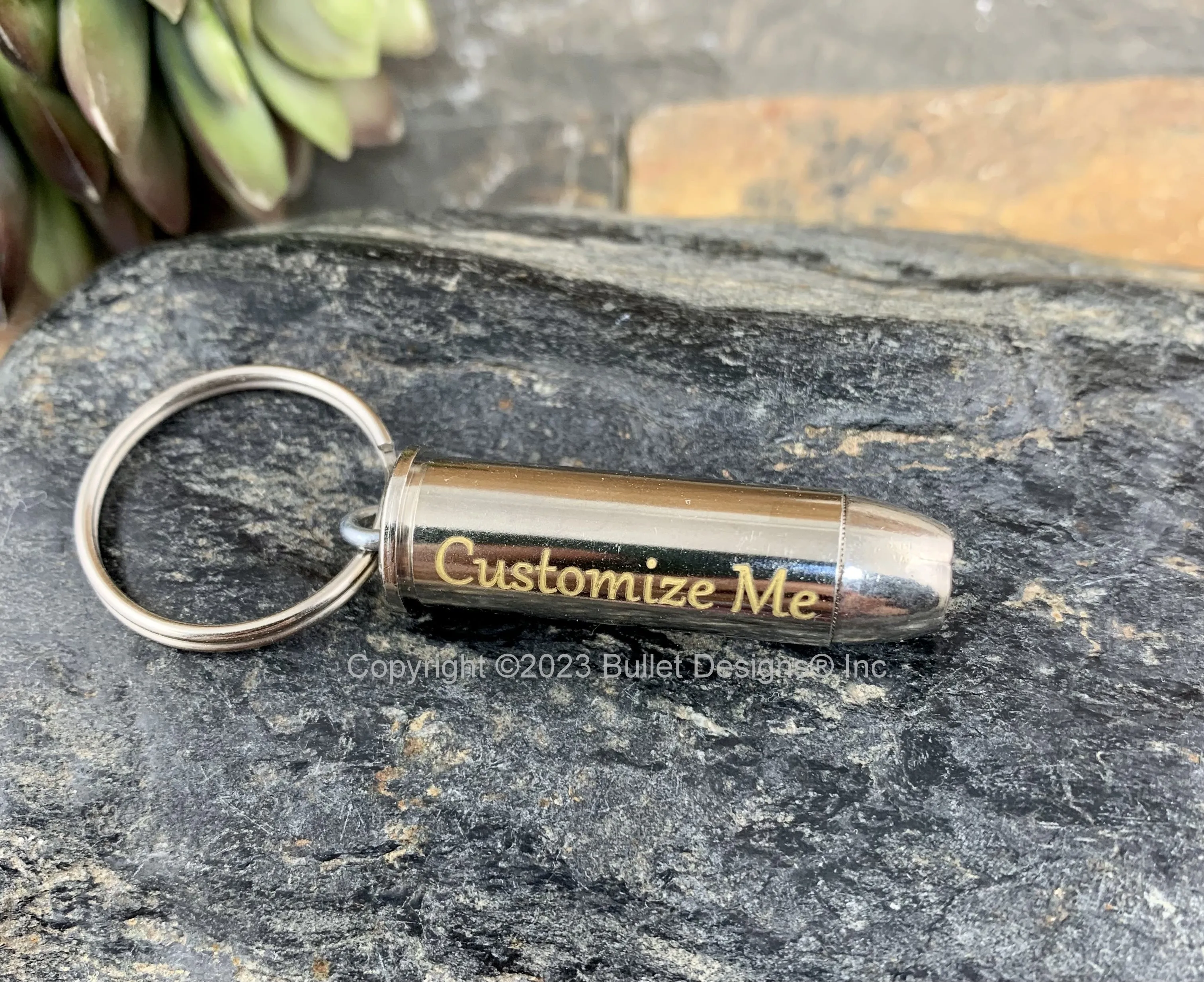 SILVER Bullet Custom Engraved Keychain, 44 Mag, Personalized Keyring, Laser, Dark or Gold Engraving, 44 Magnum, Recycled Bullet