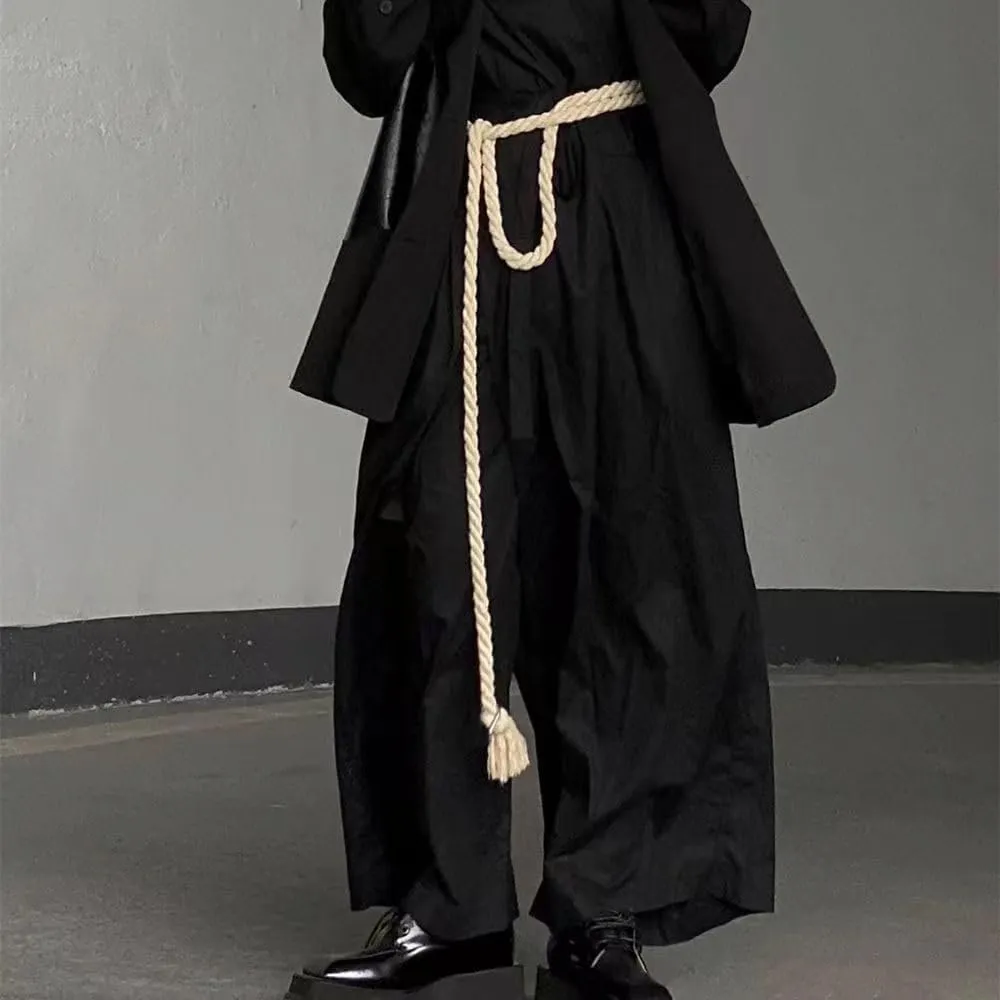 Simple Cotton long Waist Rope Tie Belt Medieval Plus Size For Girl Women Dresses Pants with Tassels Braided Woven